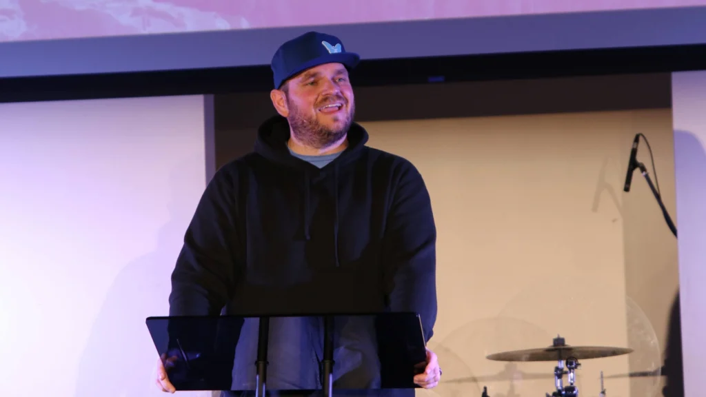 Identity Precedes Intimacy message graphic for Work in Progress series at Anchor Church based on Matthew 7:24-27 about building relationships on Jesus