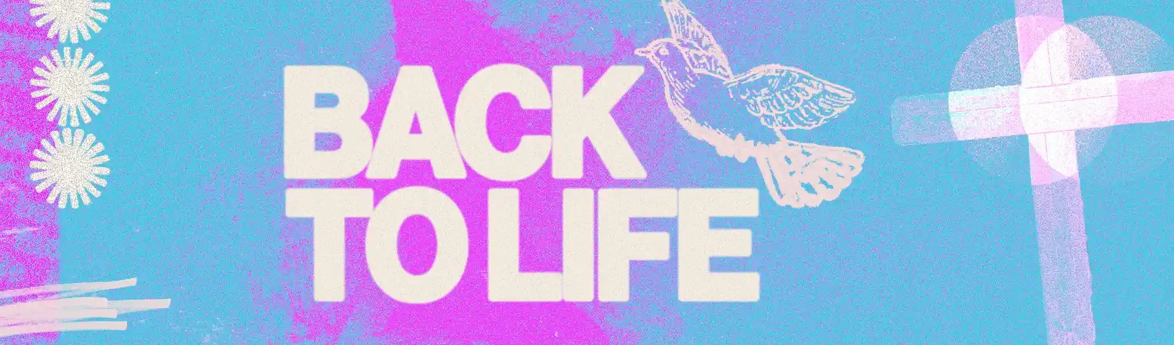 Back to Life Easter series graphic with bright hopeful colors representing resurrection, new beginnings, and the life-changing hope of Jesus at Anchor Church
