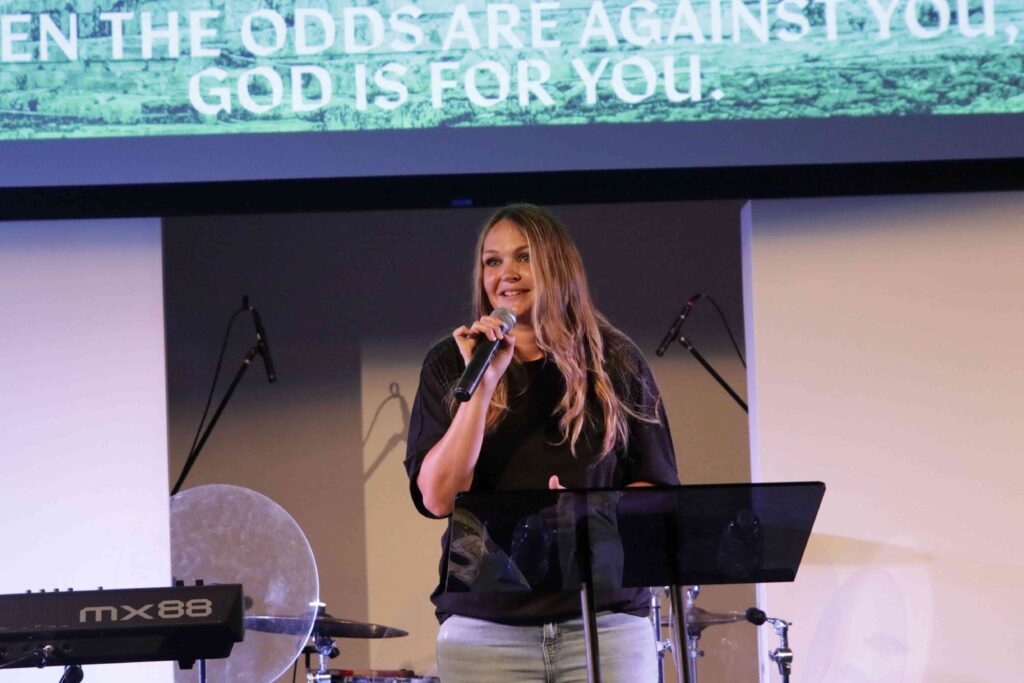 Behind-the-scenes photo from The Fight Within sermon at Anchor Church during the Against the Odds series.